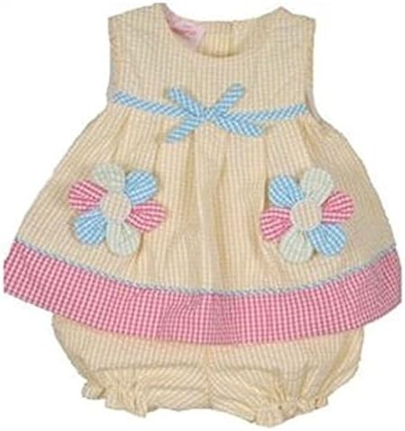 Samara Baby-girls Yellow Daisy Seersucker Short Dress Set (6 Months)