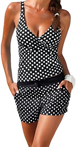 JIANGTAOLANG Women New Swimsuit Large Size Retro Shorts Tankini Set Push up Beach Swimwear