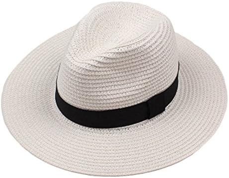 YHQYZZ New Fashion Summer Straw Men's Sun Hats Trilby Gangster Cap Summer Beach Cap Panama Hat Sombrero Travel Sunhat WT