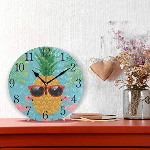 senya Wall Clock Pineapple Flamingos Silent Non Ticking Operated Round Easy to Read Home Office Scho - //medicalbooks.filipinodoctors.org