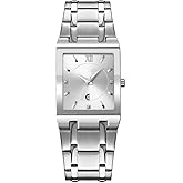 REGINALD Fashion Silver Watches for Men Square Dial Date Waterproof Analog Quartz Stainless Steel Fashion Casual Mens Business Watch