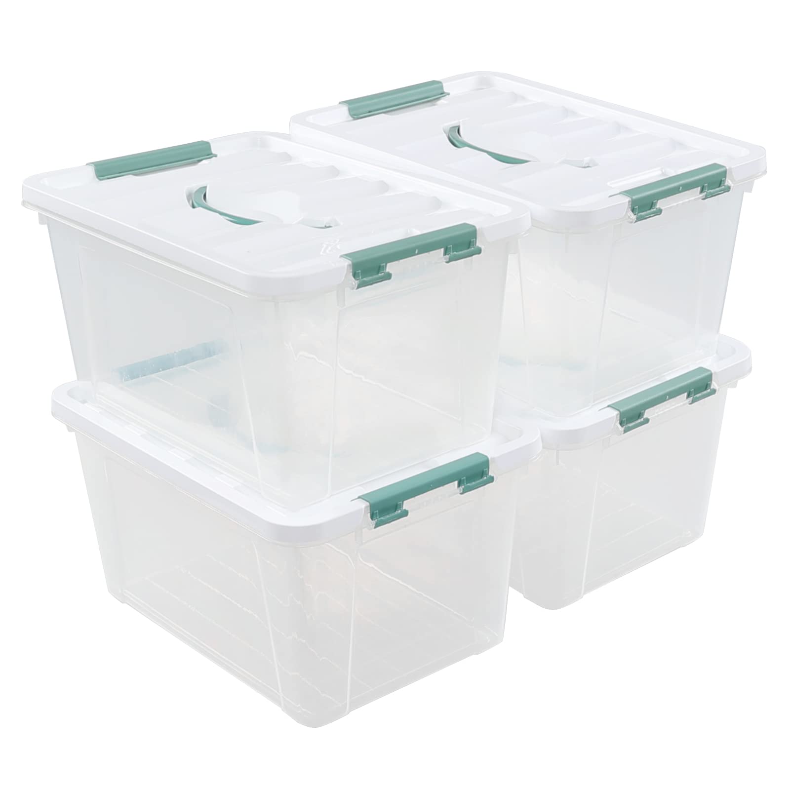 Innouse 14 L Plastic Boxes for Storage, Clear Latch Clip Containers with Lid, 4 Packs