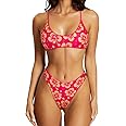 SUUKSESS Women High Waisted Thong Bikini Set Reversible String 2 Piece Swimsuit