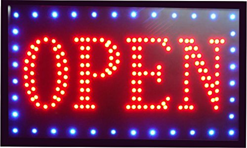 = Open = Rectangular The Original SSS® LED Sign Bright NEON Professional Powerful Animated Flashing Display Hanging Chain Included Signs 45mm x 25mm x 2mm