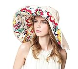 Eleter® Women's Large Wide Brim Floppy Beach Sun Visor Shade UPF 50+ Hat Cap (FBA)