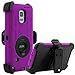 ULAK Note 4 Case, Galaxy Note 4 Case, Heavy Duty Shockproof Protection Shell Hybrid Rugged for Samsung Galaxy Note 4 Case Built-in Rotating Kickstand Belt Swivel Clip Holster Note 4 (Purple/Black)