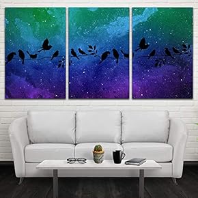 3 Panel Canvas Wall Art Starry Space Pictures Home Wall Decorations for Bedroom Living Room Paintings Canvas Prints Framed - 16"x24" x 3 Panels
