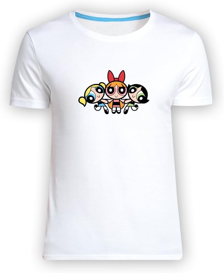HuaTu The Powerpuff Girls Unisex Kid Cotton Tees Shirts White XL