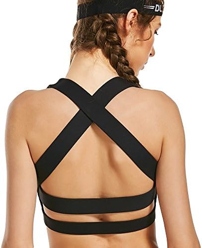 Runbery Women's Comfort Full-Support Sports Bras Breathable High Impact Support Criss Cross Back Workout Yoga Sports Bra