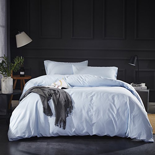 OAITE Duvet Cover,Protects and Covers your Comforter/Duvet Insert,Luxury 100% Super Soft Microfiber,King Size,Color LightSkyBlue,3 Piece Duvet Cover Set Includes 2 Pillow Shams