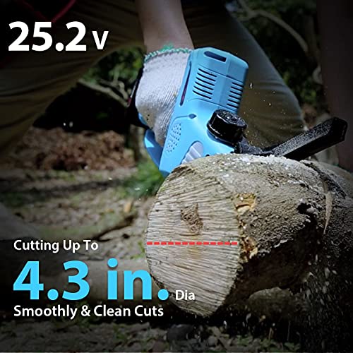 25.2V 4Inch Cordless Electric Portable Chainsaw with 2Pcs Rechargeable