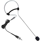 XHXJCYS Black Single Earset Headset Microphone Headworn Over Ear Hanging Condenser Mic Compatible with Sennheiser Wireless Bodypack Transmitter System with 3.5mm Female Screw Plug