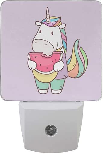 Dibujos animados unicornio comer sandía dulce animal verano imprimir