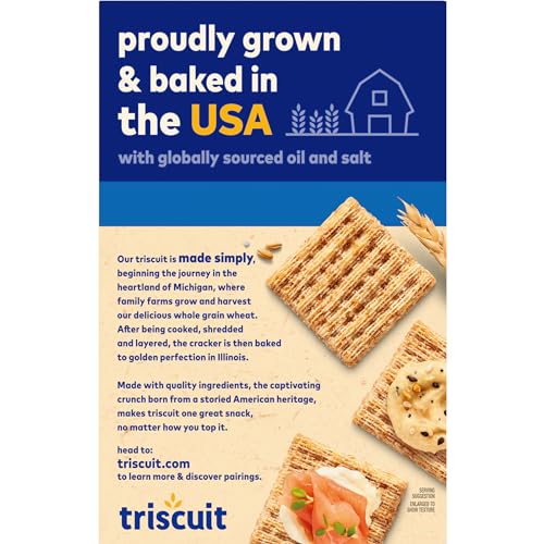 TRISCUIT ORIGINAL WHOLE GRAIN WHEAT CRACKERS, VEGAN CRACKERS, HEALTHY SNACKS, LUNCH SNACKS, 8.5 OZ
