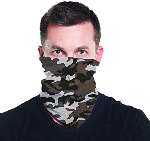 Black Brown White Camouflage Multi Functional Seamless Tube Bandana
