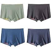 Arjen Kroos Mens Ice Silk Underwear Seamless Trunk Boxers Briefs with Pouch Double Sided Breathable Short Leg Underpants