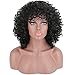 Mildiso Afro Wigs for Black Women Short Curly Wig with Bangs Kinkys Wigs African American Hair Wig Jet Black with Wig Cap M023