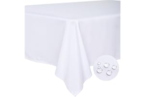 BYDOLL Table Cloth White 60x84 Inch Tablecloth for 6 Foot Rectangle Tables Outdoor Washable Wrinkle Free and Spillproof Polyester Tablecloth for Festival Camping Picnic Wedding Party Table Cover