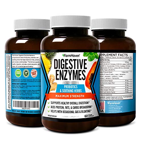 FarmHaven Digestive Enzymes with 18 Probiotics & Herbs Papaya, Bromelain, Protease & More for