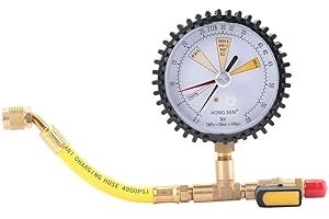 Nitrogen Pressure Test Gauge for Air Conditioning, Refrigerant, Car, Central Air Conditioning Pressure (R134a, R22, R407C, R4