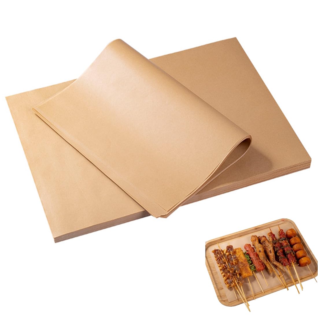 Baking Paper Sheets, 200 PCS Unbleached Parchment Paper, Non-Stick Parchment Paper Sheets, for Baking for Air Fryer, Grilling, Steaming, Will Not Curl or Burn, 20 * 15cm