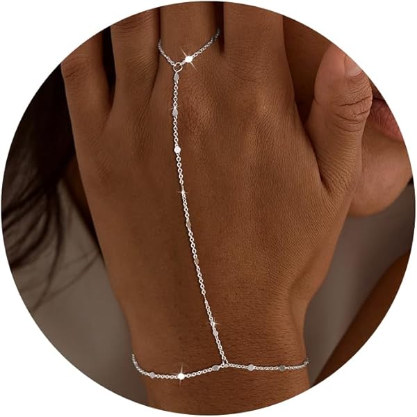 Amazon.com: Zeshimb Gothic Ring Bracelet Chain Bracelet Slave Hand