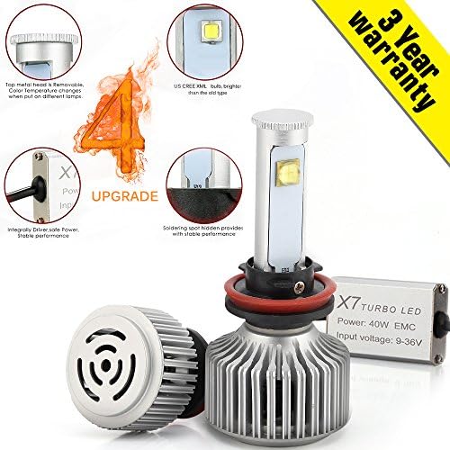LED Headlight bulbs, All-in One Conversion Kit, Car Automotive Headlights, H11（H9/H8）, 7200LM 60W 6000K Cool White CREE, Low Beam/ High Beam, Energy-saving &amp; Weatherproof-3 Year Warranty