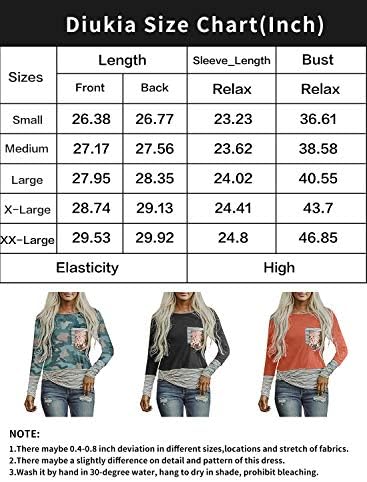 Diukia Women's Fashion Printed Color Block Long Sleeve Tops Patch Pocket Tunic Shirt S-2XL 6 Diukia Women's Fashion Printed Color Block Long Sleeve Tops Patch Pocket Tunic Shirt S-2XL
