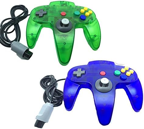 Pomilan Classic Retro Wired Controllers For N64 (Clear Green and Clear Bule)