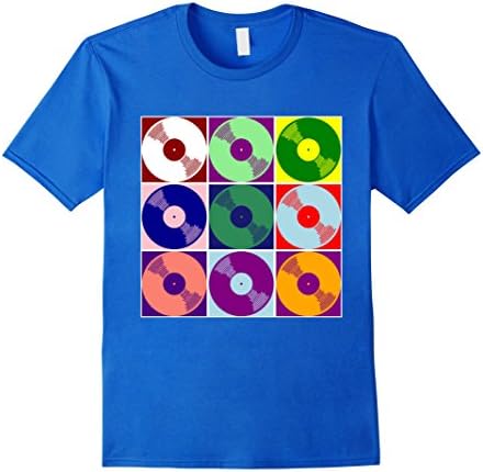 Men's Cool Colorful Vinyl Record Music Pop Style Art T-shirt Large Royal Blue