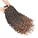 XiuYuan 6 Pcs/Lot Goddess Ombre Faux Locs Crochet Hair With Curly Ends 18 Inch Synthetic Crochet Braids Hair Extensions (T27#)