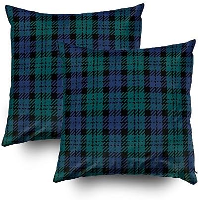 ROOLAYS Throw Pillow Covers,Throw Square Decorative Pillow Cover 16X16Inch,Cotton Cushion Covers Black Watch Plaid Both Sides Printing Invisible Zipper Home Sofa Decor 2-Pack Pillowcase,Pink Peach