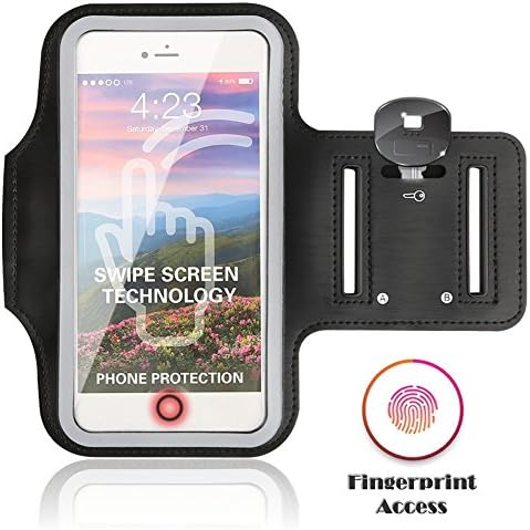 Sports Running Armband Case For iPhone 8 Plus/ 7 Plus/ 6S Plus/ 6 Plus/ X 8 7 6S 6, Eaxxfly Fingerprint Touch Supported Cell Phone Arm Band Waterproof Adjustable Reflective Velcro Card Key Holder 5.5"