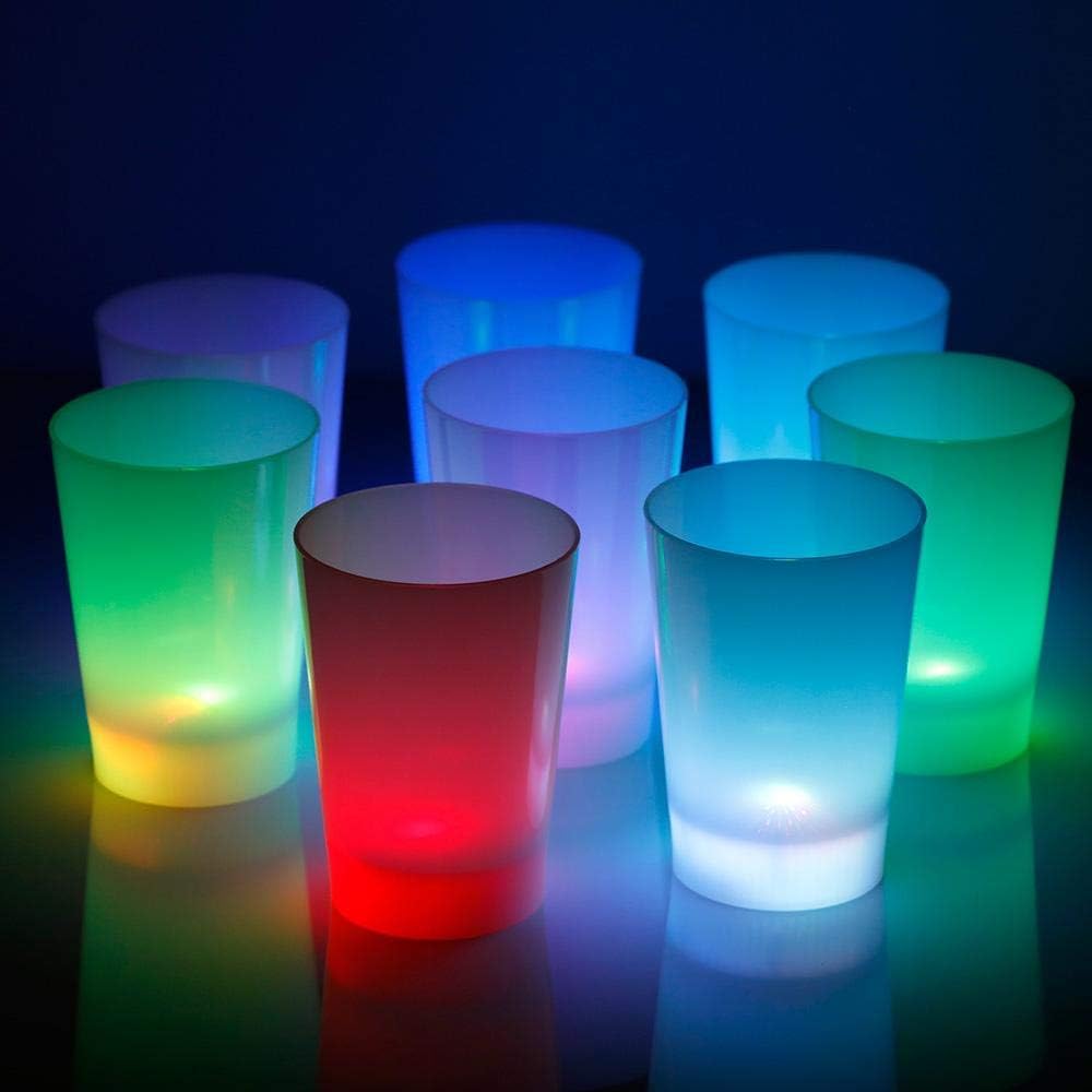 GlowCity Light Up Drinking Glasses-Party Cups-Not Glass Cups-Frosted LED Glasses Plastic- Set of 12 Drinking Cups- Each Cup has LED Lighting from The Bottom Up-Perfect for A Glow Party