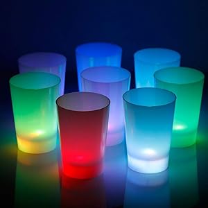 GlowCity Light Up Drinking Glasses-Party Cups-Not Glass Cups-Frosted LED Glasses Plastic- Set of 12 Drinking Cups- Each Cup has LED Lighting from The Bottom Up-Perfect for A Glow Party
