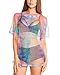 iHeartRaves Tie Dye Mesh Top Women Oversized Sheer Tee Shirt for Raves and Music Festivals (Rainbow, Small)