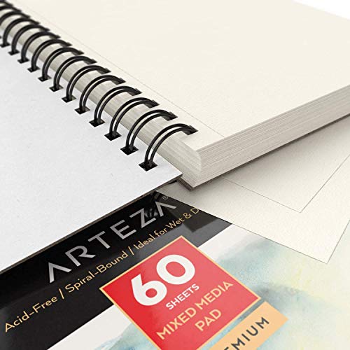 Arteza Watercolor Pencils and Mixed Media Sketchbook Bundle, Drawing