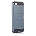 iPhone 5S, iPhone 5, Dual-layer Heavy Duty Matte Rugged Protective Cover Case with Credit Card Slot Holder for Apple iPhone 5 iPhone 5S by Cazle (Navy)