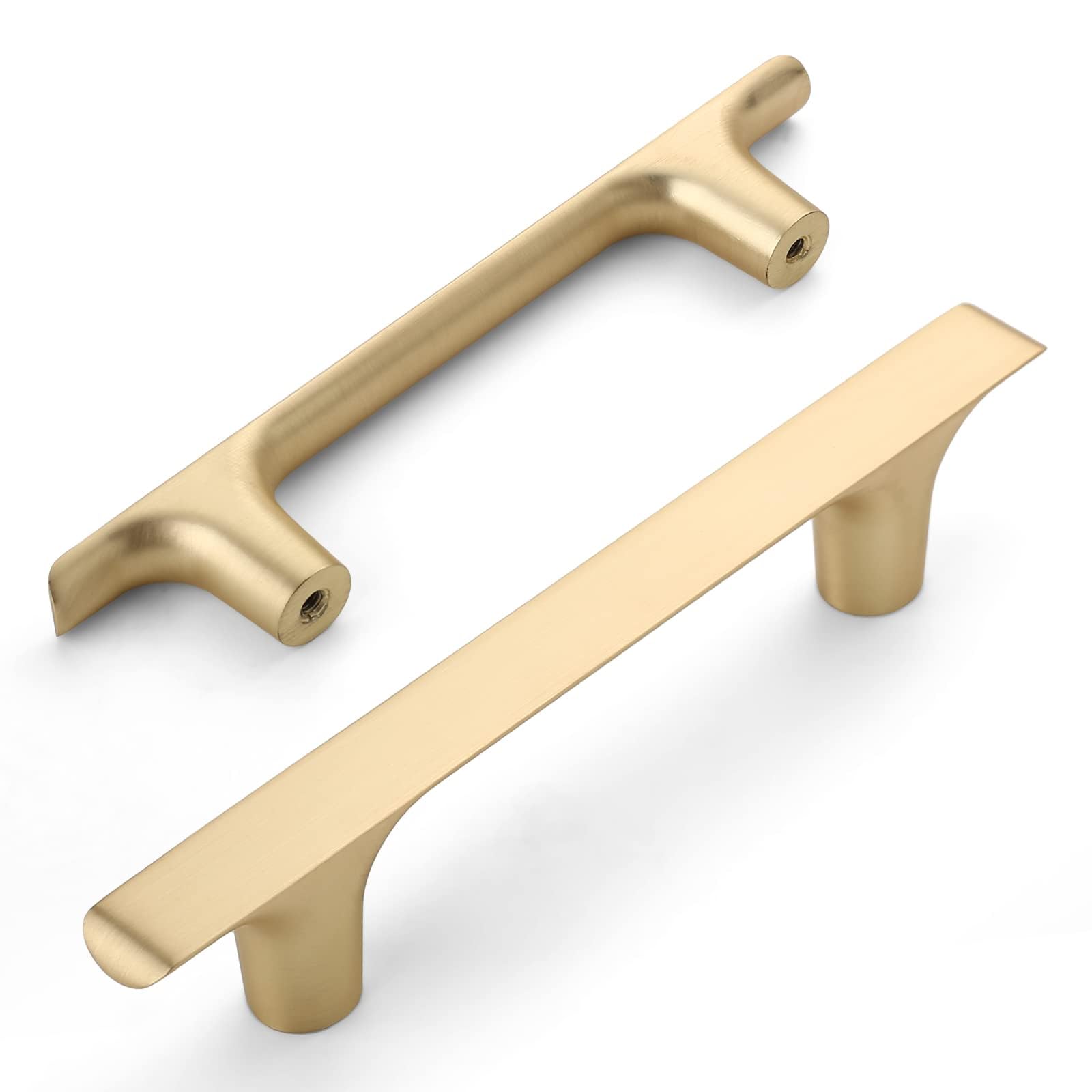 Photo 1 of Amerdeco 10 Pack Brushed Brass Cabinet Pulls 3 Inch(76MM) Hole Centers Kitchen Cabinet Handles Cabinet Hardware Cupboard Handles Drawer Pulls ZH028