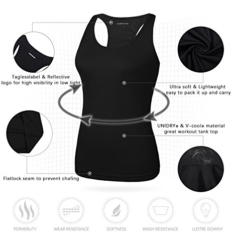 Fastorm Women's 2 Pack Running Tank Tops for Women Active Racerback Dry Fit Tank Top Black-Neon Green M