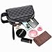 Miracle Premium Checkered Make Up Bag | Cosmetic Pouch | Travel Toiletry Bag for Men Women | PU Vegan Leather (Black)