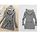 Minetom Womens Cable Knit Sweater With Button Grandfather Long Arm Hooded Gray