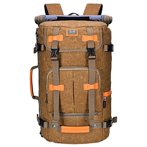 Canvas Backpack WITZMAN Vintage Travel Backpack Hiking Luggage Rucksack Laptop Bags A519 (21 inch tan)