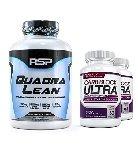 RSP QUADRALEAN 2.0 & 2X CARB Block Ultra Bundle: Professional Strength, Fat-Burning Powerhouse. Block Carbohydrates, Boost Metabolism & Energy, Inhibit Fat Production with The Best Weight Loss Pills