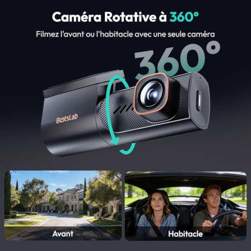Botslab 4K Mini Dash Cam 360° Rotatable with Super Capacitor, Dual Band Wi-Fi & Bluetooth, Night Vision, 24H Parking Mode, App Control, G-Sensor, Wide Angle, Up to 512GB