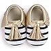 Voberry® Infant Toddlers Baby Boys Girls Soft Soled Tassel Crib Shoes PU Moccasins (6~12 Month, Gold stripe)