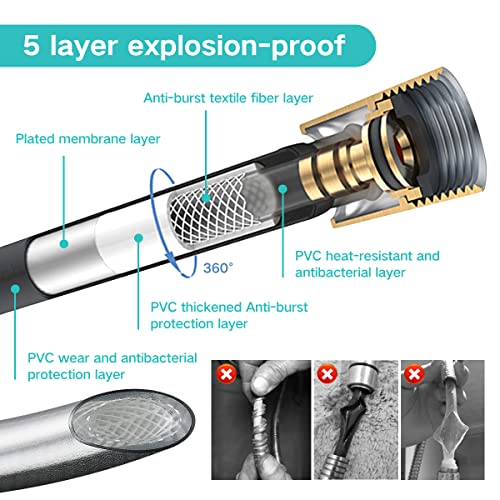 TECI Shower Hoses 118 Inch Extra Long, Bathroom Hand Held Long Shower Hose Replacement,360