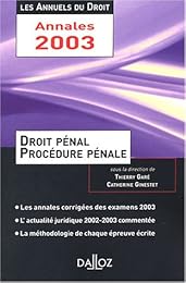 Droit pénal et procédure pénale, 2003