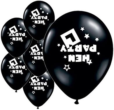 10 Pack Bachelorette Hen Party Balloons - Pink &amp; Black Balloons Hen Party Wedding Decorations (Black)