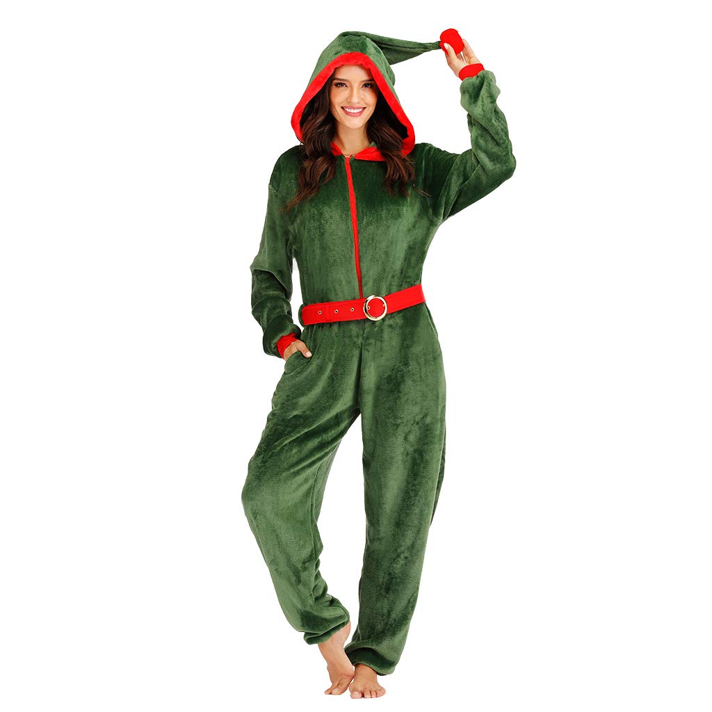 EraSpooky Women Christmas Elf Costume Onesie for Adult